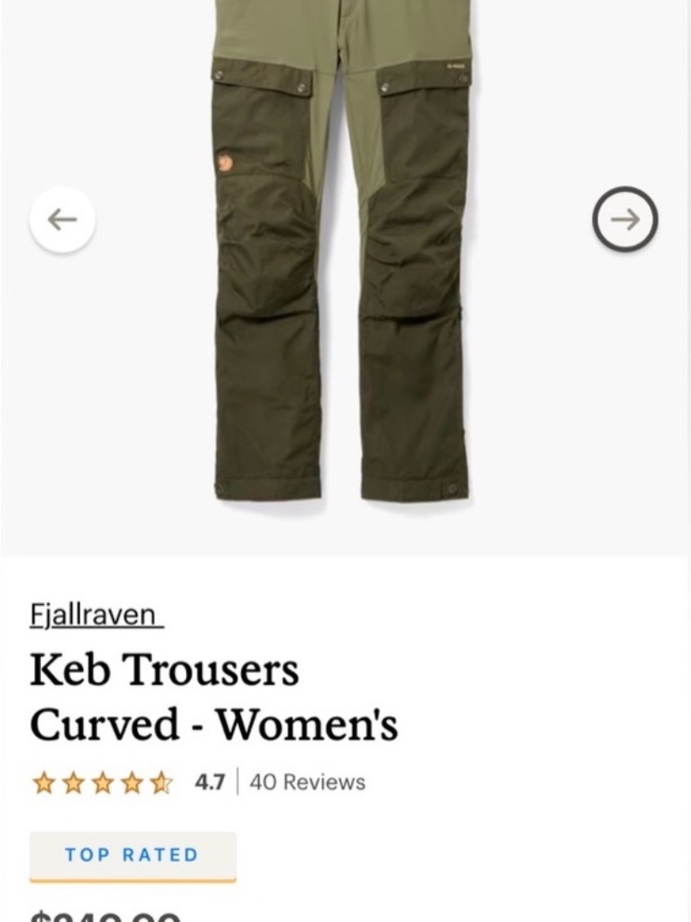 Fjallraven Women's Trousers in Dark Olive Green